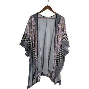 Soft Surroundings Kimono Topper Cardigan One Size Lace Floral Mesh Oversized